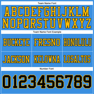 Custom Powder Blue Black-Gold Authentic Football Jersey