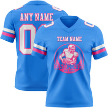 Загрузить изображение в средство просмотра галереи, Custom Powder Blue White-Pink Authentic Football Jersey
