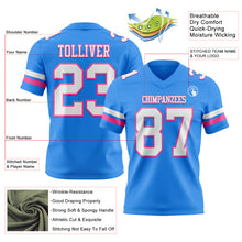 Загрузить изображение в средство просмотра галереи, Custom Powder Blue White-Pink Authentic Football Jersey
