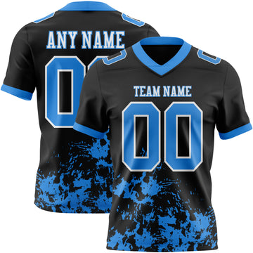 Custom Powder Blue Orange Gray-Black Splash Mesh Authentic Football Jersey