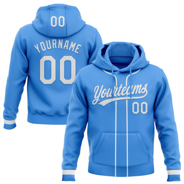 Custom Stitched Powder Blue White-Powder Blue Baseball Pullover Sweatshirt Hoodie