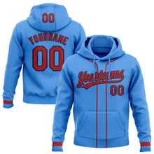 Load image into Gallery viewer, Custom Stitched Powder Blue Red-Navy Baseball Pullover Sweatshirt Hoodie
