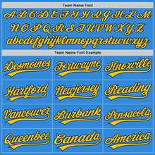 Load image into Gallery viewer, Custom Stitched Powder Blue Navy-Yellow Baseball Pullover Sweatshirt Hoodie
