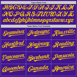 Custom Purple Yellow Mesh Authentic Throwback Baseball Jersey