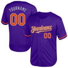 Load image into Gallery viewer, Custom Purple Orange-Gray Mesh Authentic Throwback Baseball Jersey
