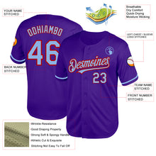 Load image into Gallery viewer, Custom Purple Light Blue-Red Mesh Authentic Throwback Baseball Jersey
