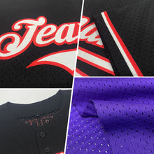 Load image into Gallery viewer, Custom Purple White-Orange Mesh Authentic Throwback Baseball Jersey
