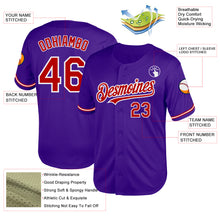 Load image into Gallery viewer, Custom Purple Red-White Mesh Authentic Throwback Baseball Jersey
