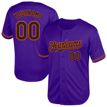 Load image into Gallery viewer, Custom Purple Black-Orange Mesh Authentic Throwback Baseball Jersey
