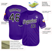 Load image into Gallery viewer, Custom Purple Black-White Mesh Authentic Throwback Baseball Jersey
