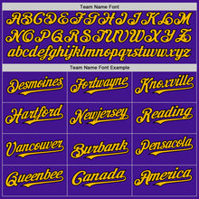 Load image into Gallery viewer, Custom Purple Black-Gold Mesh Authentic Throwback Baseball Jersey
