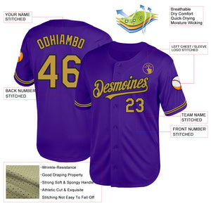 Custom Purple Old Gold-Black Mesh Authentic Throwback Baseball Jersey