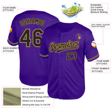 Load image into Gallery viewer, Custom Purple Black-Old Gold Mesh Authentic Throwback Baseball Jersey
