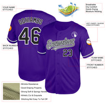 Load image into Gallery viewer, Custom Purple Black-Gray Mesh Authentic Throwback Baseball Jersey
