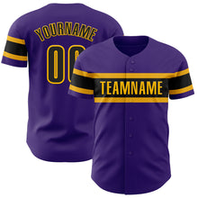 Загрузить изображение в средство просмотра галереи, Custom Purple Black-Gold Authentic Baseball Jersey
