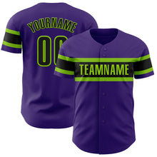 Загрузить изображение в средство просмотра галереи, Custom Purple Black-Neon Green Authentic Baseball Jersey
