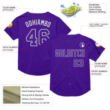 Load image into Gallery viewer, Custom Purple White Mesh Authentic Throwback Baseball Jersey
