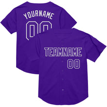 Load image into Gallery viewer, Custom Purple White Mesh Authentic Throwback Baseball Jersey
