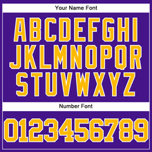 Load image into Gallery viewer, Custom Purple Gold-White Mesh Authentic Throwback Baseball Jersey
