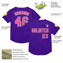 Load image into Gallery viewer, Custom Purple Pink-White Mesh Authentic Throwback Baseball Jersey
