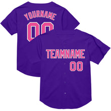 Load image into Gallery viewer, Custom Purple Pink-White Mesh Authentic Throwback Baseball Jersey
