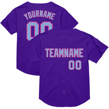 Load image into Gallery viewer, Custom Purple Light Blue-Pink Mesh Authentic Throwback Baseball Jersey
