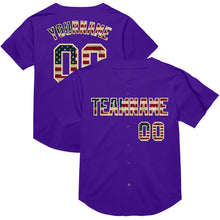 Load image into Gallery viewer, Custom Purple Vintage USA Flag-Cream Mesh Authentic Throwback Baseball Jersey
