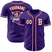 Загрузить изображение в средство просмотра галереи, Custom Purple White-Orange Authentic Baseball Jersey
