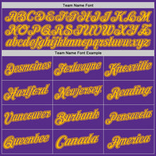 Load image into Gallery viewer, Custom Purple Gold Authentic Throwback Basketball Jersey
