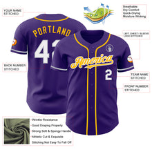 Загрузить изображение в средство просмотра галереи, Custom Purple White Gray-Gold Authentic Baseball Jersey
