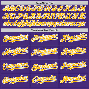 Custom Purple White Gray-Gold Authentic Baseball Jersey