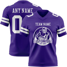 Load image into Gallery viewer, Custom Purple White Authentic Football Jersey
