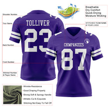 Load image into Gallery viewer, Custom Purple White Authentic Football Jersey
