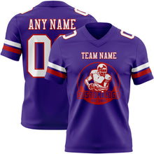 Load image into Gallery viewer, Custom Purple White-Red Authentic Football Jersey
