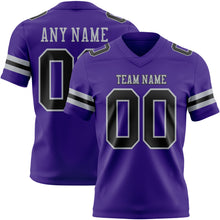 Load image into Gallery viewer, Custom Purple Black-Gray Authentic Football Jersey
