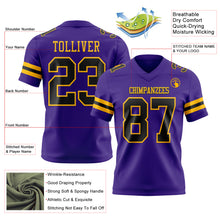 Load image into Gallery viewer, Custom Purple Black-Gold Authentic Football Jersey
