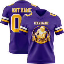 Load image into Gallery viewer, Custom Purple Gold-White Authentic Football Jersey
