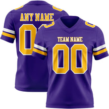 Load image into Gallery viewer, Custom Purple Gold-White Authentic Football Jersey
