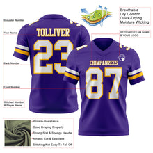 Загрузить изображение в средство просмотра галереи, Custom Purple White-Gold Authentic Football Jersey
