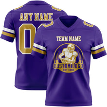 Load image into Gallery viewer, Custom Purple Old Gold-White Authentic Football Jersey
