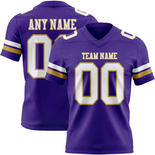 Load image into Gallery viewer, Custom Purple White-Old Gold Authentic Football Jersey
