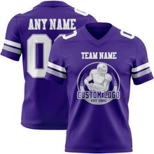 Load image into Gallery viewer, Custom Purple White-Gray Authentic Football Jersey
