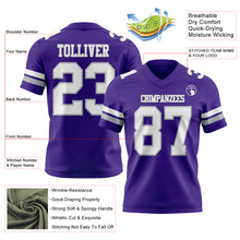 Load image into Gallery viewer, Custom Purple White-Gray Authentic Football Jersey
