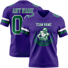 Load image into Gallery viewer, Custom Purple Kelly Green-White Authentic Football Jersey
