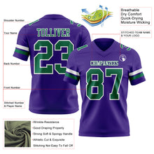Load image into Gallery viewer, Custom Purple Kelly Green-White Authentic Football Jersey
