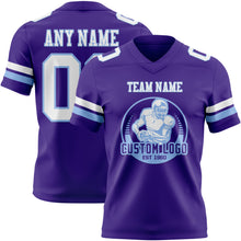 Laden Sie das Bild in den Galerie-Viewer, Custom Purple White-Light Blue Authentic Football Jersey

