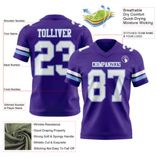 Laden Sie das Bild in den Galerie-Viewer, Custom Purple White-Light Blue Authentic Football Jersey
