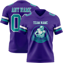 Load image into Gallery viewer, Custom Purple Teal-White Authentic Football Jersey
