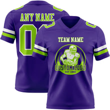 Load image into Gallery viewer, Custom Purple Neon Green-White Authentic Football Jersey
