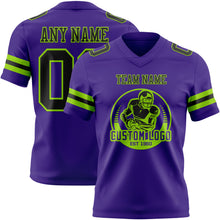 Load image into Gallery viewer, Custom Purple Black-Neon Green Authentic Football Jersey
